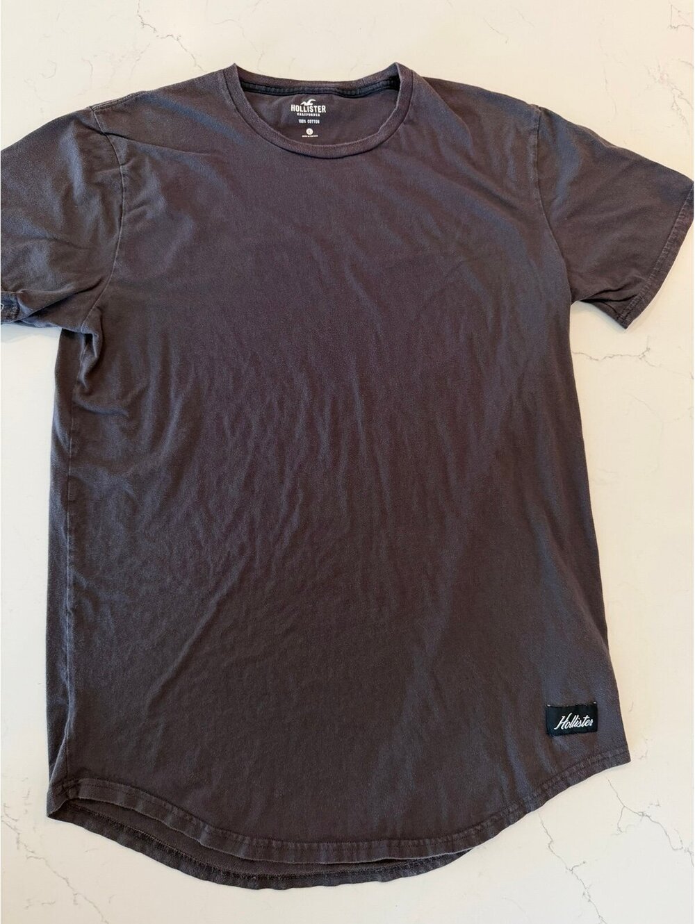 Hollister California Curved Hem T-Shirt Dark Grey Men's Size Large